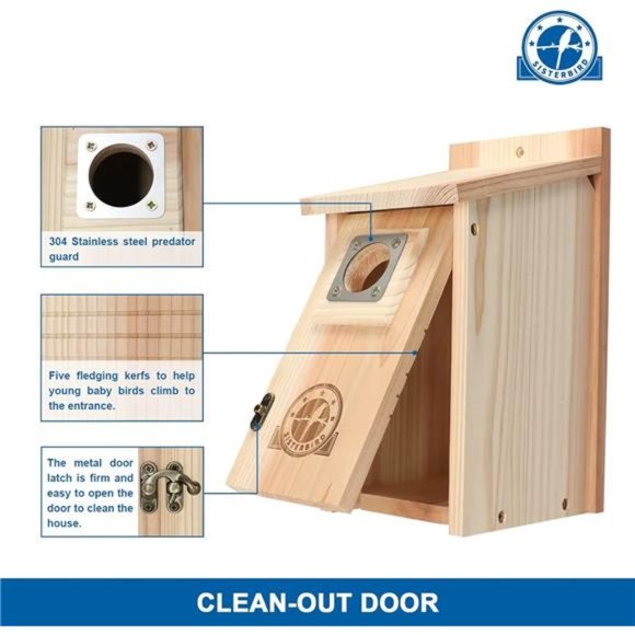 Bird Houses for Outside 1-1/2” Entrance Hole Cedar Birdhouses with Metal Guard - Picture 7 of 7